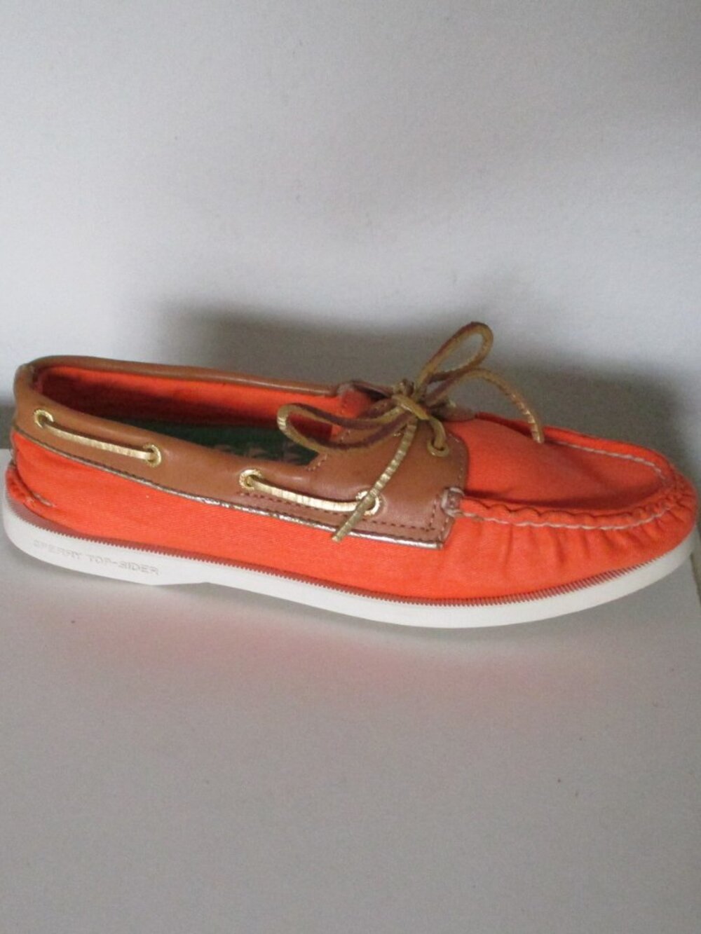Milly for Sperry Top-Sider Womens Orange Canvas Moccasin Boat Shoe NWOB - 7.5M - Picture 3 of 8